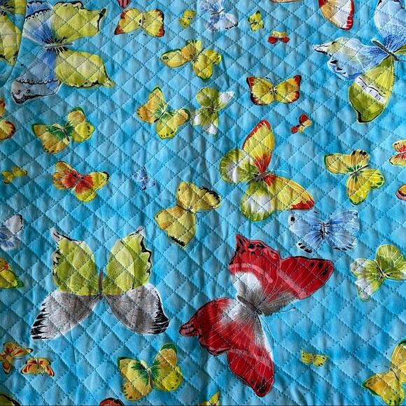 Maggy London Quilted Butterfly Jacket Silk Lined Aqua Button Vintage 1990s 4 EUC - Picture 11 of 14